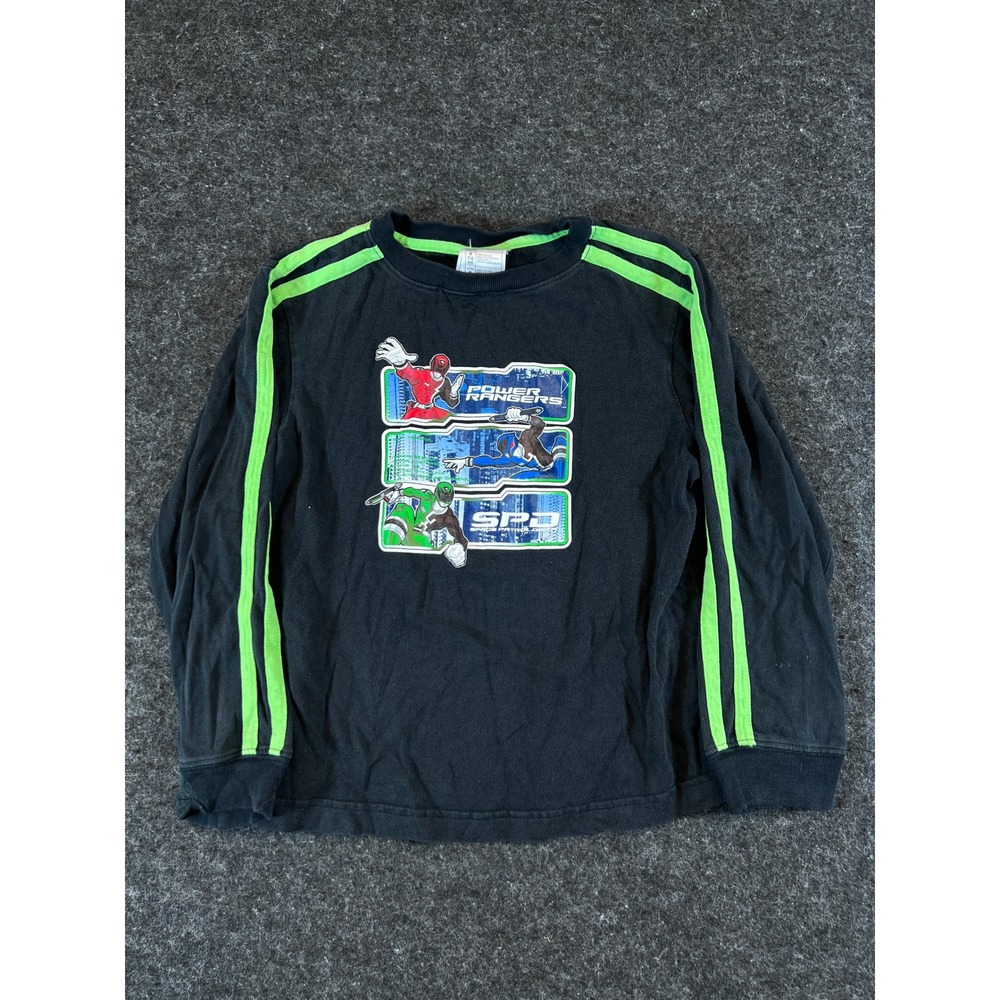 Vintage 90s Power Rangers SPD Graphic Long Sleeve Shirt Kids Medium 7-8 Black